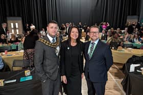 Attending the awards were Ashfield Council chairman Coun Dale Grounds (left), chief executive Theresa Hodgkinson and director of place and communities John
Bennett. Photo: Submitted