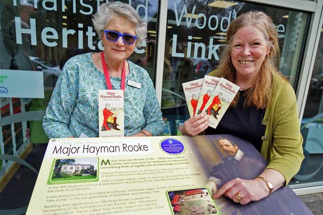Chair Joyce Bosnjak (right) and archivist Ann Sewell, of the Mansfield Woodhouse Heritage Link group, at the launch of the project to celebrate Major Hayman Rooke.