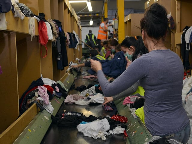 Workers on the production line.