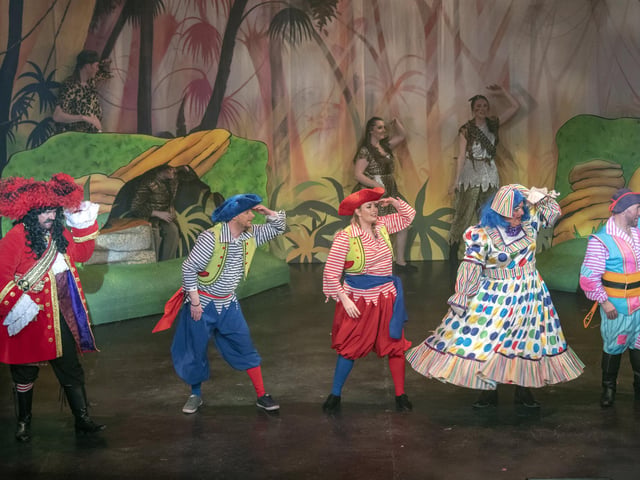 The cast teaches a dance to the audience during Peter Pan in 2020.