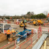 Works taking place on a busy construction site