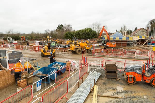 Works taking place on a busy construction site