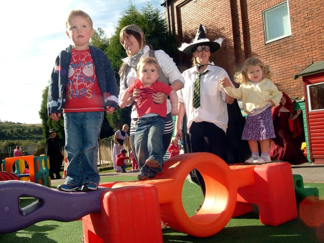 Youngsters at Vicar Water Day Nursery, Mansfield Road, Clipstone, enjoyed the 'Muffins Hearty Challenge' mini obstacle course to raise funds for the British Heart Foundation and learn about being healthy. 2007.