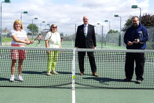 Sharon Cox-Smith, chairman of Mansfield Lawn Tennis Club, Coun Anne Callaghan, ward member for Mansfield North at Nottinghamshire County Council; Coun John Cottee, chairman of the communities committee at Nottinghamshire County Council, and Simon Ramsey, secretary of Mansfield Lawn Tennis Club