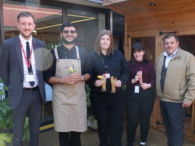 Tom Wright, Migde Ezaat, Paris Butler, Maya Jone and Bret Westwood with some winning drinks
