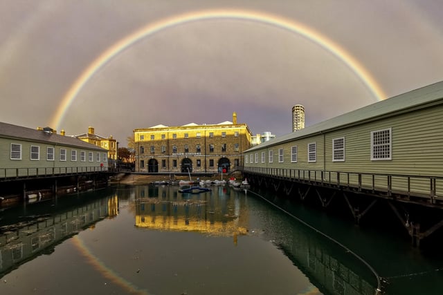 There's something in the water... and it's another rainbow! We love this reflection at Action Stations, at Portsmouth Historic Dockyard.