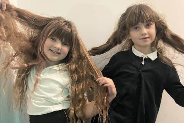 Freya and Sofija are getting their hair cut in aid of the Little Princess Trust. Photo: Submitted