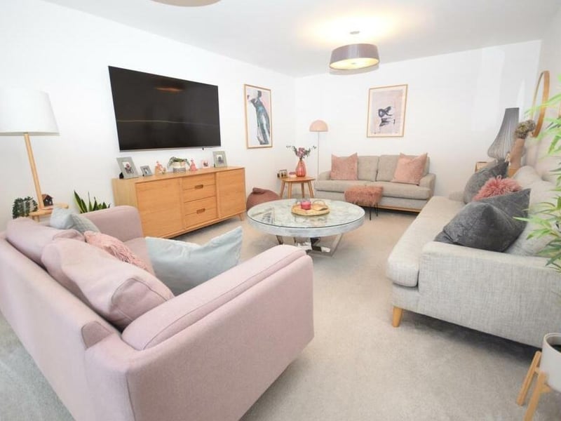 We begin our photo tour of the property in the striking lounge, which has a touch of elegance about it thanks to its tasteful, modern decor and luxurious carpet. Underfloor heating adds a cosy extra.