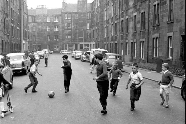 Children playing in safety in Orwell Place, Dalry after a No Vehicles After 4pm rule was introduced in August 1966.