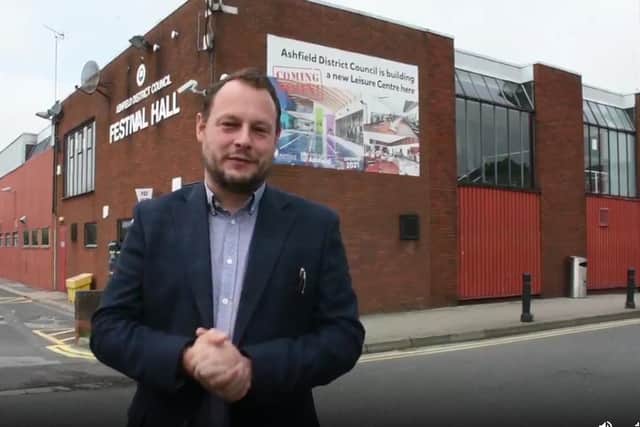 Ashfield District Council leader Jason Zadrozny outside the site of the new leisure centre