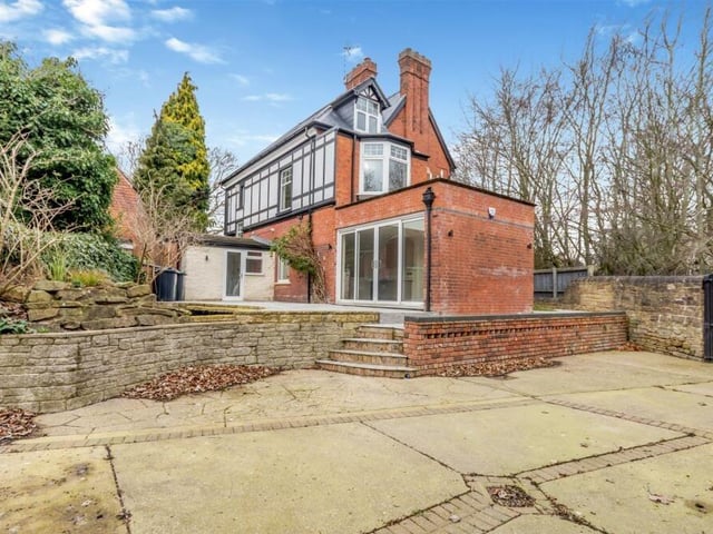 These sliding doors provide access from the open-plan kitchen/diner to the patio and garden.
