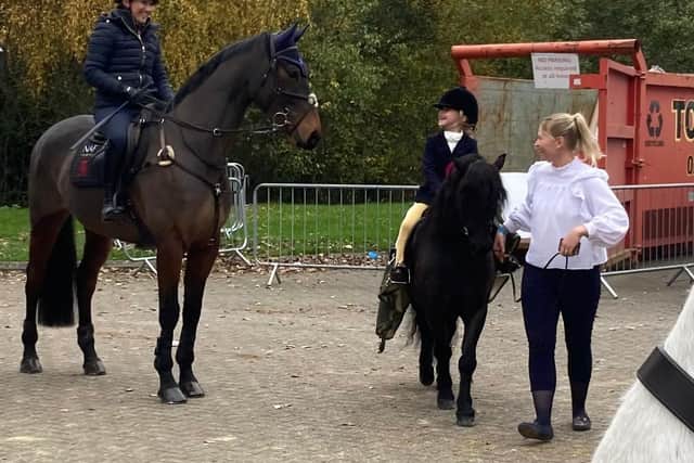 Molly getting the chance to Meet Olympic Gold Medalist Laura Collet outside the Main SEIB Arena at Your Horse Live