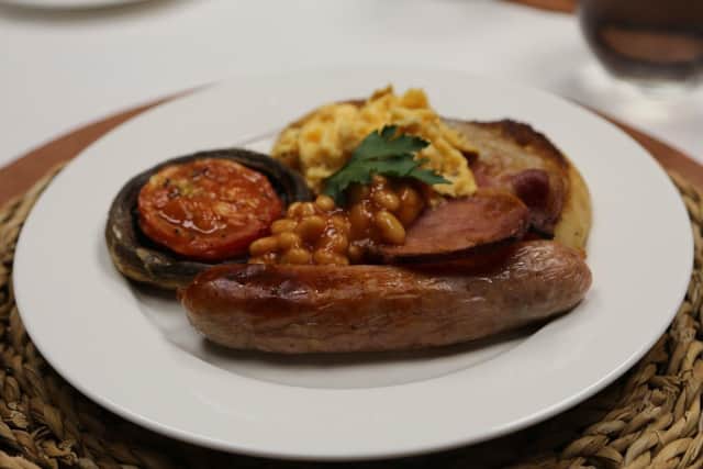 The Full English Breakfast served to Pullman passengers onboard The Shakespeare Express