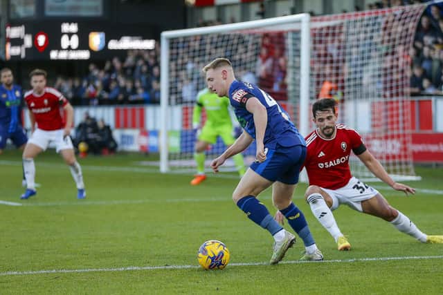 Stags action during the Sky Bet League 2 match against Salford City FC at The Peninsula Stadium, 11 Nov 2023 
Photo Chris & Jeanette Holloway / The Bigger Picture.media