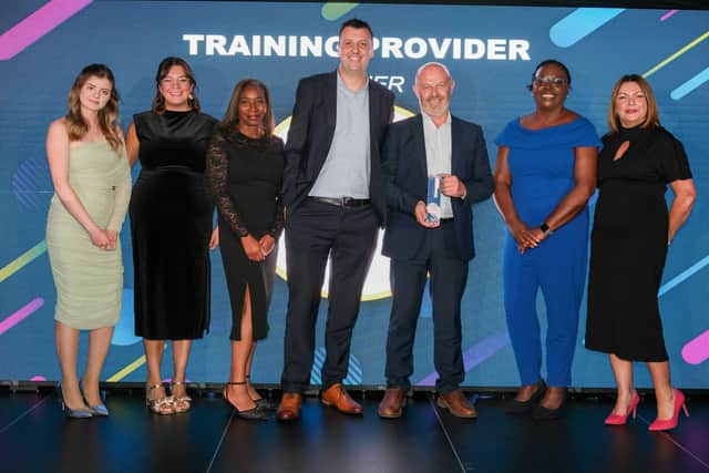 Training Provider / Programme of the Year winners Nottingham Trent University, with Charlie Gresswell, Apprentice Chair of the East Midlands Apprenticeship Ambassador Network