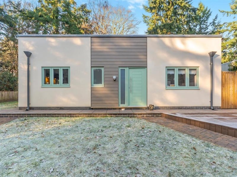 Beyond the entrance gate and this is what The Bungalow looks like as you approach the front door. Architecturally designed, it was completed as recently as 2021