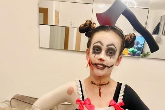 Evie Mitchell, aged 10, looked very scary.