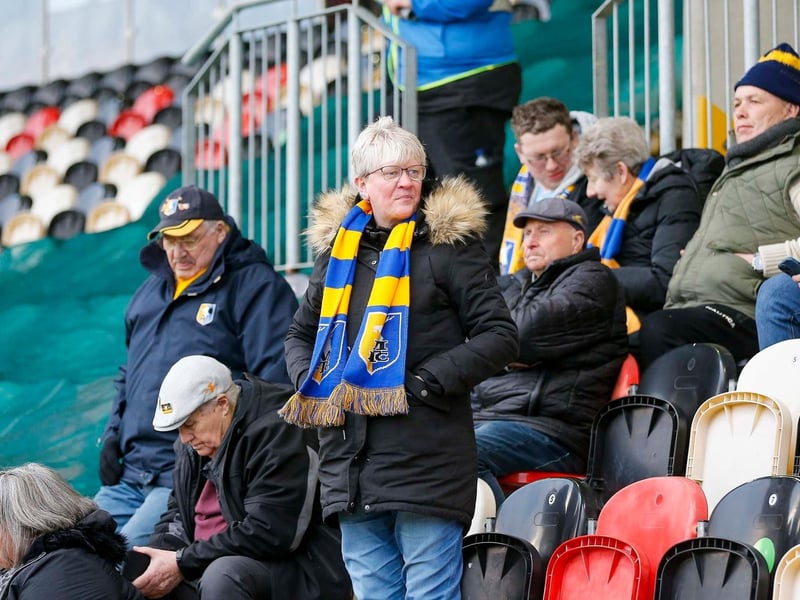 Mansfield Town fans ahead of kick-off at Newport