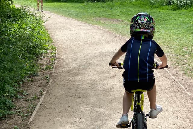 Zach will continue cycling through the month until he reaches his goal of 150 miles.