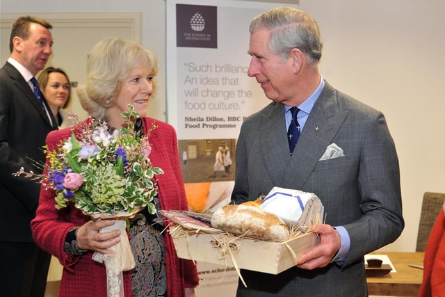 Prince Charles and the Duchess of Cornwall visited the School of Artisan Food, Welbeck Estate. 2011.