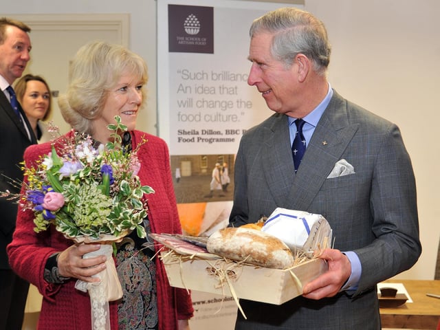 Prince Charles and the Duchess of Cornwall visited the School of Artisan Food, Welbeck Estate. 2011.