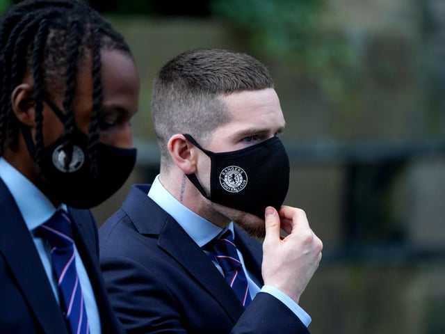 Rangers player Ryan Kent (right) attends the memorial service at Glasgow Cathedral with team mate Joe Aribo.