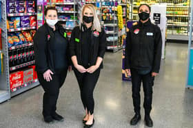 Skegby Central England Co-op store manager Emma Bonser (centre) and colleagues in the revamped store