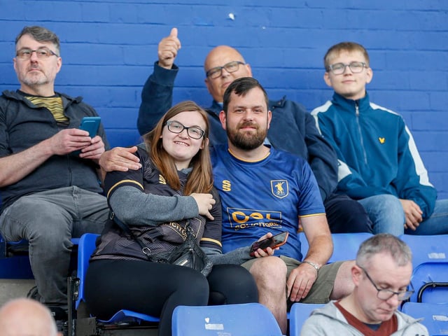 Mansfield Town fans ahead of kick-off at Boundary Park.