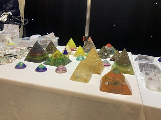 Visitors could purchase a vast array of unusual items, including organite pyramids to cleanse negative energy.