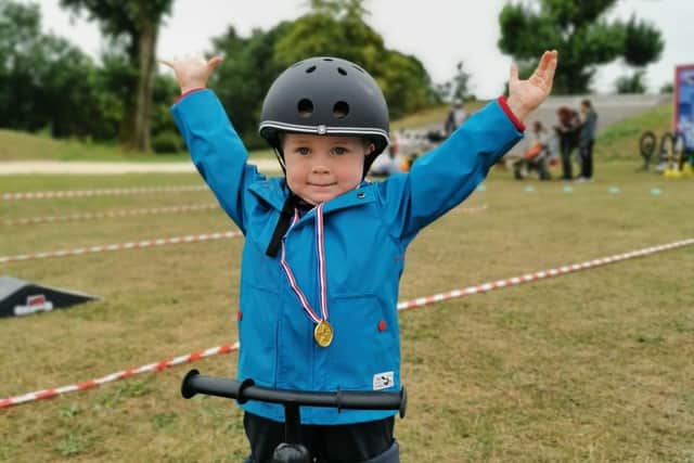 Jessica Hill's son, Jack - aged three, loved winning a medal.