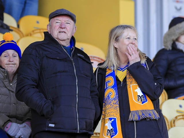 Mansfield Town fans ahead of the draw with Colchester United.