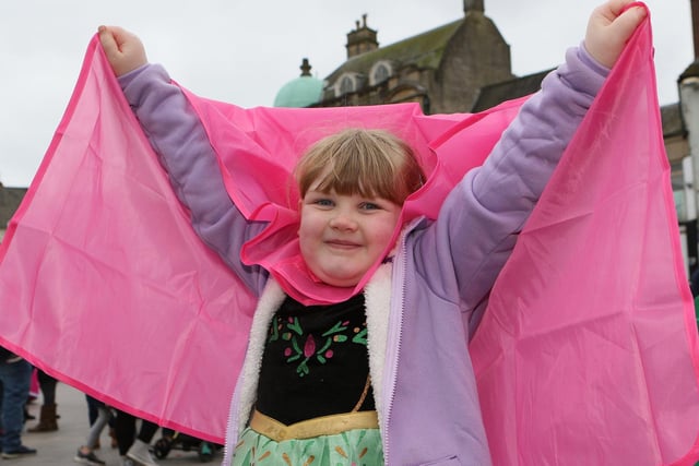 Freyja Foulstone shows off her flowing pink cape.
