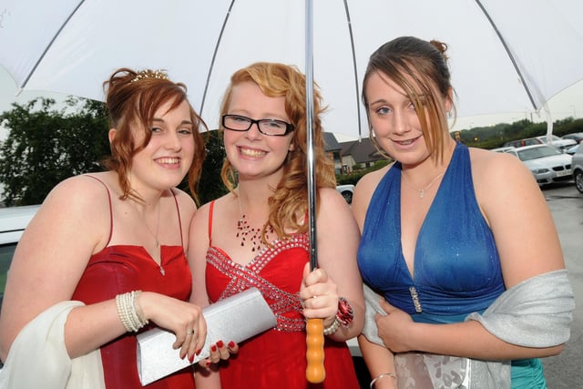 Kirkby College Prom at The Derbyshire Hotel in 2012. Left to right; Lauren Hodds, Shannon Whetton and Stephanie Water House