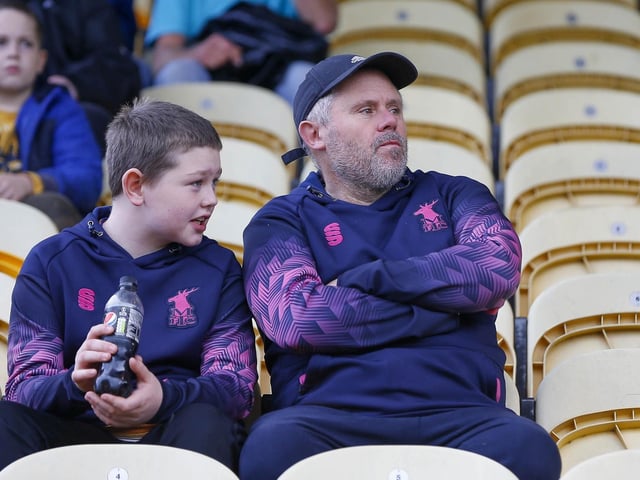Mansfield Town fans before kick-off against Swindon Town.