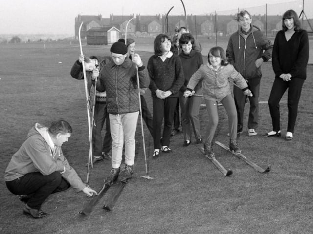 Skiing lessons at Stanton Hill School in 1965.