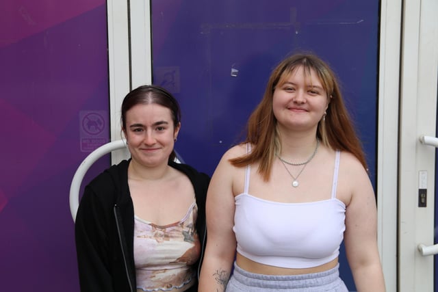 Nadia Cabello Luna and Paige Gregory were all smiles after receiving their results at Queen Elizabeth's Academy this morning.