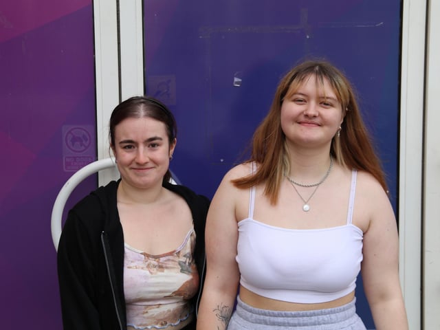Nadia Cabello Luna and Paige Gregory were all smiles after receiving their results at Queen Elizabeth's Academy this morning.