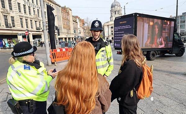 Residents spoken to with the help of a digivan to raise awareness of spiking, encourage reporting of incidents, and offer safety advice.