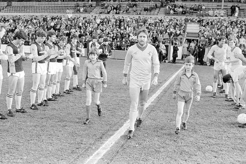 Kevin Bird takes the applause during his testimonial match in 1983 against Aston Villa. A crowd of 2,903 turned out that day.