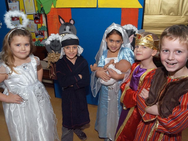 Key Stage 1 pupils from the Tibshelf Infant and Nursery School who took part in their production of 'Nativity Rock, in 2011.