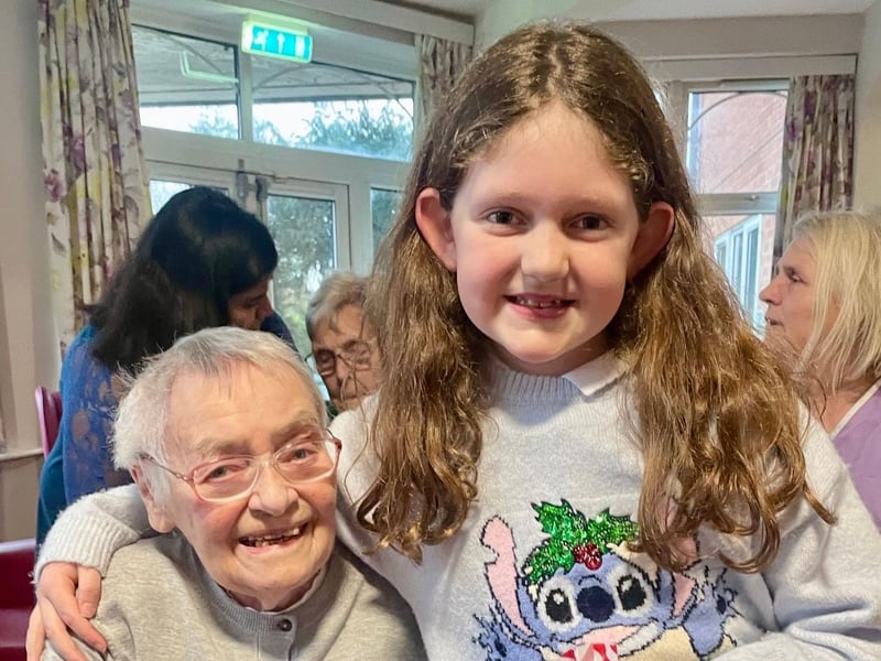Year 4 Pupil meets a resident of Moorlands Care Home