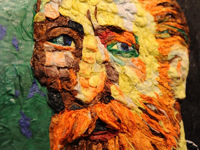 The Van Gogh creation by Phillip Cox as part of his papier mache sculpture exhibition at the Mansfield Museum.