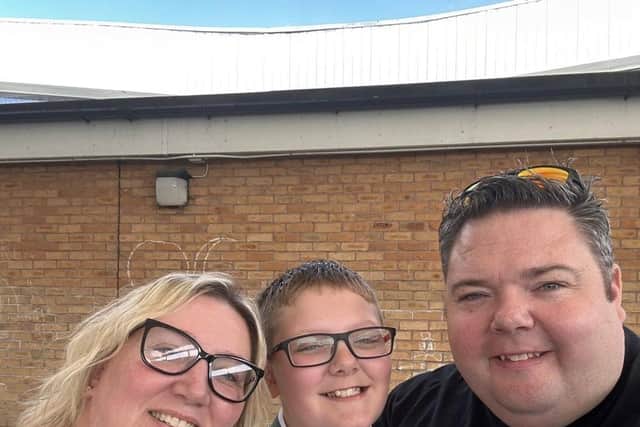 Jackson, from Mansfield, with his parents, Matt and Bec.