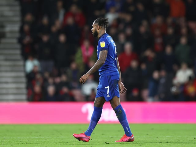 Leandro Bacuna of Cardiff City leaves the pitch after receiving a red card at AFC Bournemouth.