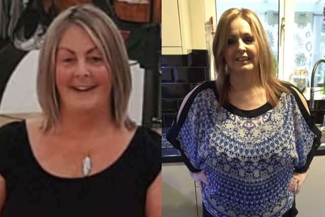 Tracey (left) and Karen (right) before embarking on their weight loss journey.