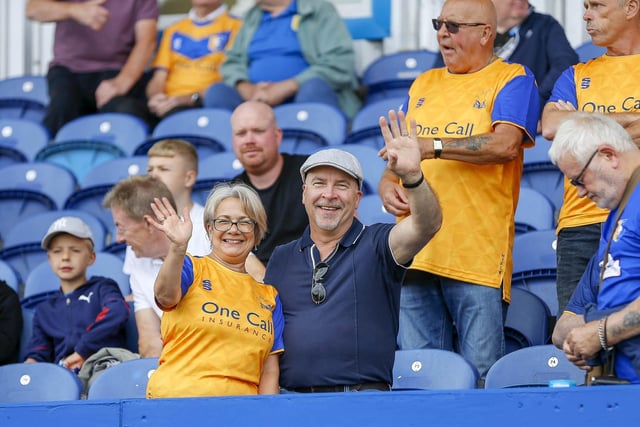 Mansfield Town fans watch the Stags first home win of the season against Tranmere Rovers.