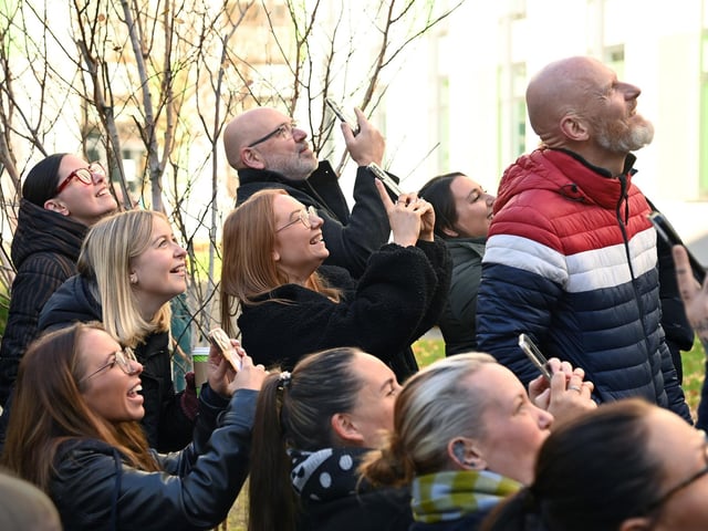 Crowds gathered to watch