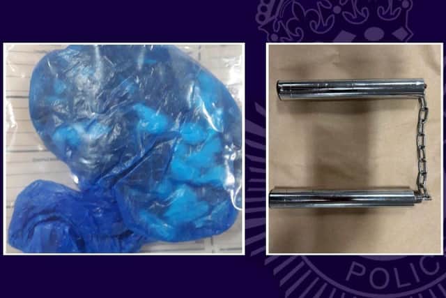 Photo issued by Nottinghamshire Police of items seized.