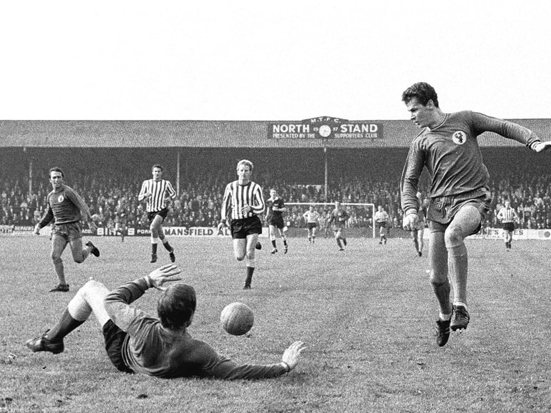 Dudley Roberts in action for Stags v Bristol Rovers in Sept 1969.