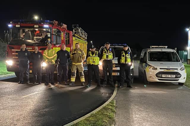 Police and firefighters at the pop-up event.